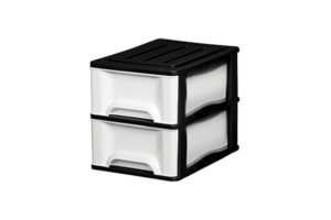 GAVETEIRO PRETO COM 2 GAVETAS BRANCAS REF-1703