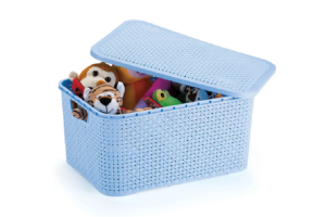 CESTO ORGANIZADOR RATTAN GRANDE AZUL BABY C/TP REF-069/AB