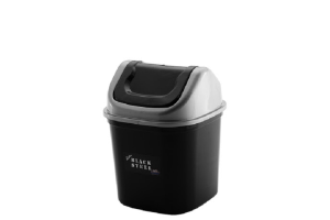 LIXEIRA QUADRADA BASCULANTE 7L BLACK STEEL REF-0560