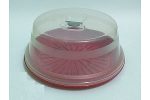 PORTA BOLO LUVA TRANSP C/PRATO COLORIDO REF-129